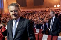 Styrelseordförande Carl-Henric Svanberg och vd:n Martin Lundstedt under AB Volvos årsstämma nyligen. 