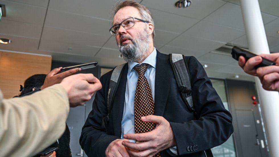 Åklagare Ove Jäverfelt efter tisdagens häktningsförhandlingar i Södertörns tingsrätt.