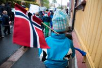 Barn på Rodeløkka förskola i Oslo repeterar inför dagens parad.
