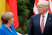 Angela Merkel och Donald Trump vid G7-mötet. 