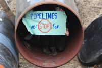 2019: Tyska aktivister protesterar mot gasledningen Nord Stream 2.