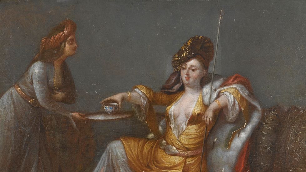 ”Sultaninna intar kaffe”. Målning av Jean-Baptiste Vanmour (1671–1737).
