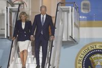 President Joe Biden med fru Jill Biden landade i Newquay, Cornwall, i England i torsdags. 