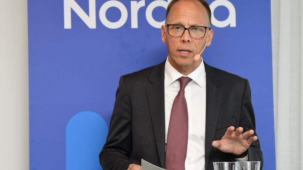 Storbanken Nordea, med vd Frank Vang-Jensen, redovisar bokslut för 2022. Arkivbild