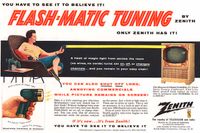 Reklamblad för Zeniths första fjärrkontroll Flash-Matic.